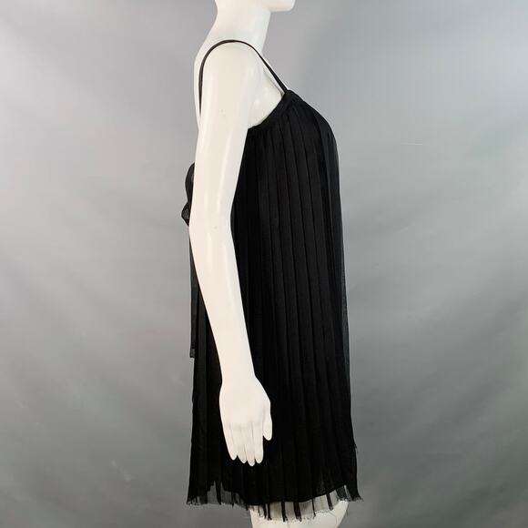 Cruise Size S Black Silk Pleated Sleeveless Knee Length Cocktail Dress - Picture 3 of 11